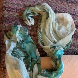 Turquoise teal gauzy butterfly scarf